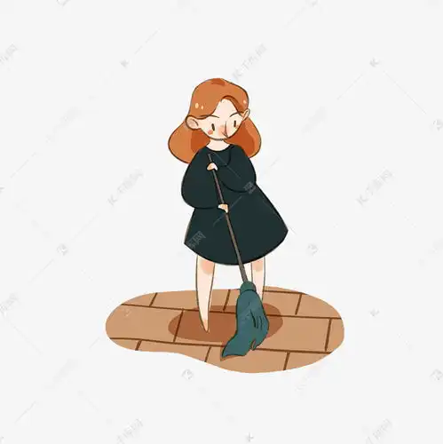 大扫除擦窗小女孩可爱手绘风美式卡通png免扣素材图片免费下载千库网
