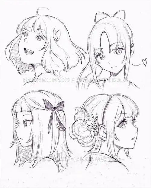 绘画素材ins超人气大佬线稿,教你画出细腻二次元动漫少女