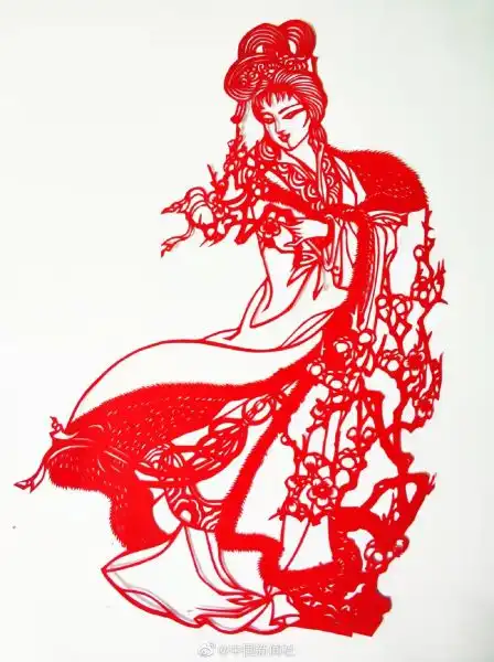 剪纸美女头像安塞