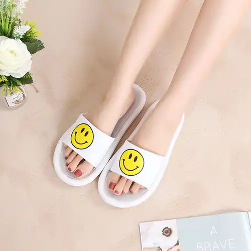拖鞋女夏网红外穿女学生韩版休闲居家家用防滑一字拖笑脸鞋