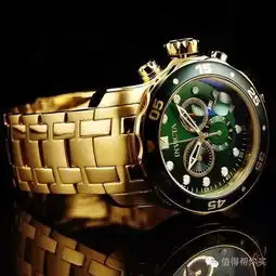 英弗他invicta0075大表盘18k镀金男士手表