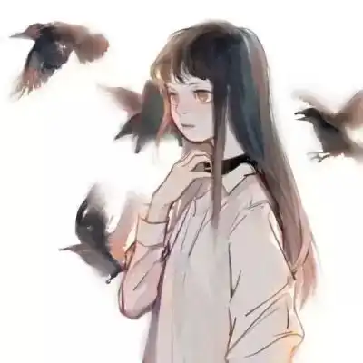 手绘女生头像卡通黑白我