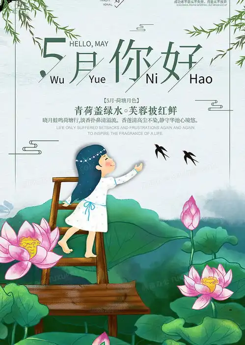 夏日荷叶创意5月你好宣传海报设计图片下载psd格式素材47247078像素