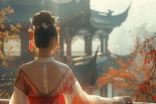 古风气质美女背影摄影图摄影图