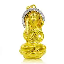开光属牛本命佛属虎本命佛虚空藏菩萨黄金6.71克镶钻石17.3分