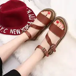 韩版一字扣凉鞋女平底厚底鞋2018夏季新款百搭沙滩鞋女鞋子潮