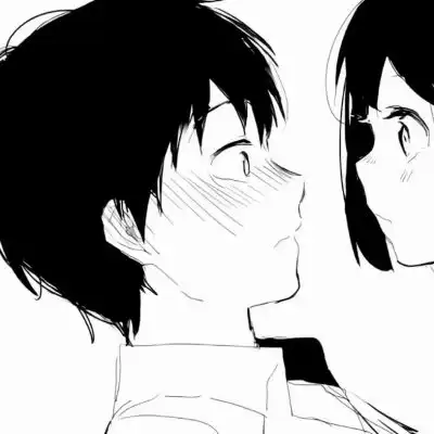 黑白模糊动漫情侣头像