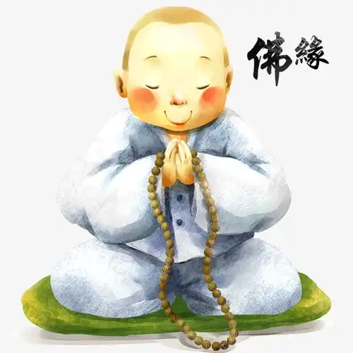 红色佛系卡通打坐头像