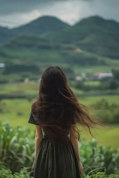 自然风景活力女孩背影摄影图下载至来源处
