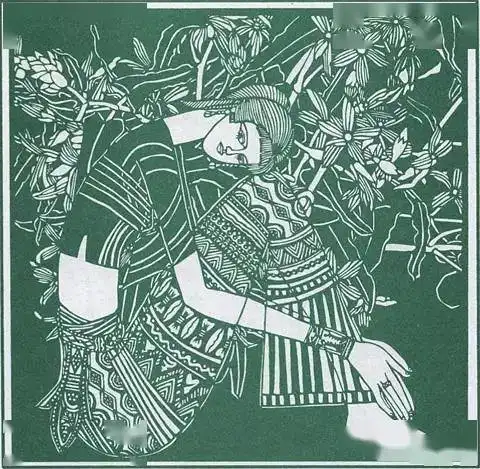 民族美少女剪纸