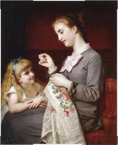 法国绘画他画的美女,超凡脱俗,出水芙蓉一样美丽