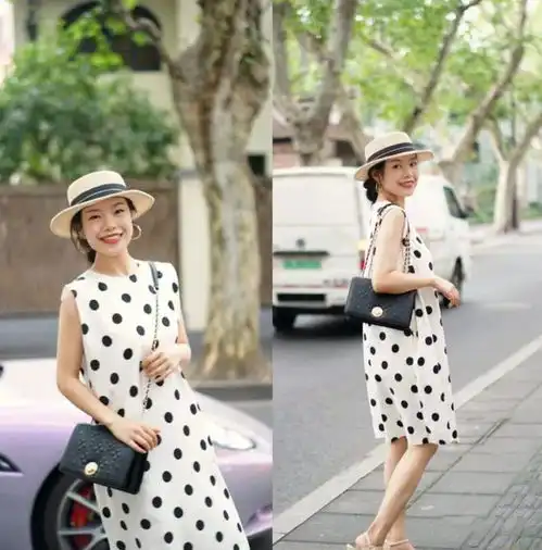 初夏的时尚穿搭,有简单的波点元素点缀修饰,真的太美了