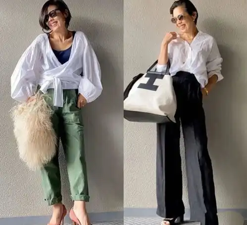 女人年近60少穿大红大绿,学日本博主这么穿,简约大方又年轻