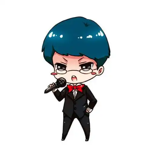 寻求一张卡通头像图片,蘑菇头,戴眼镜,绿西装,带领结